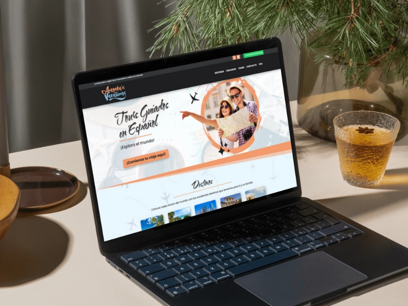 Mockup de un diseño web para negocio de turismo