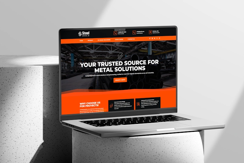 Mockup de un diseño web para negocios industriales