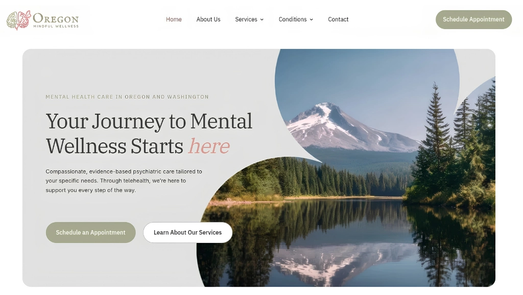 Captura de la web de Oregon Mindful Wellness