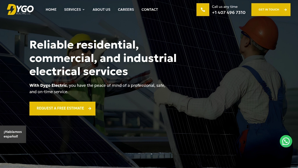 Captura de la web de Dygo Electric